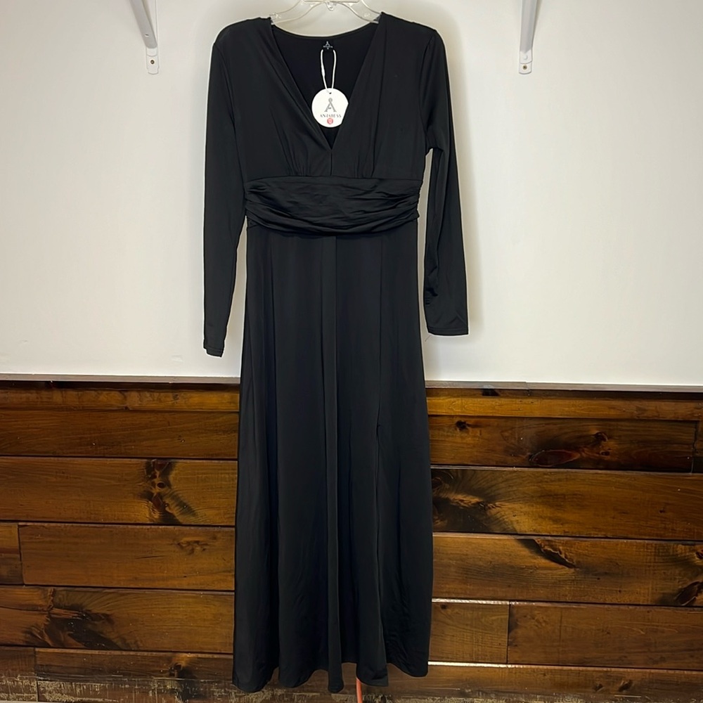NWT Amazon Anrabess Black Stretchy Maxi Dress- M‎